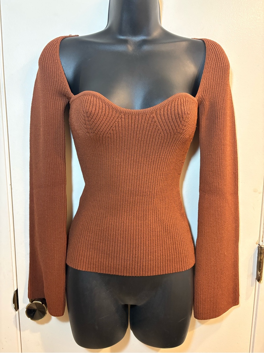 Petal and Pup Pink Aquerelle Knit Sweater Blouse Sweetheart Neck Stretch size 4
